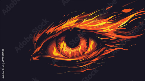 Eye of fire isolated on black background illustration