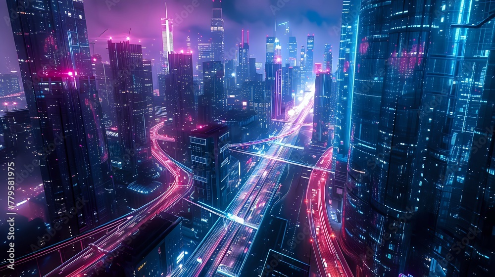 City of Glass: Futuristic Bridge Network./n