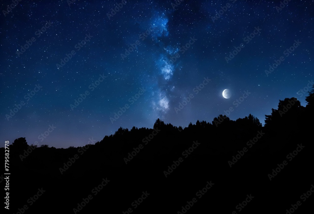 AI-generated illustration of a night sky over a forest AI-generated illustration of a night sky over a forest