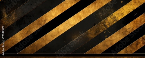 Gold black grunge diagonal stripes industrial background warning frame, vector grunge texture warn caution, construction, safety background with copy space for photo or text design © Michael