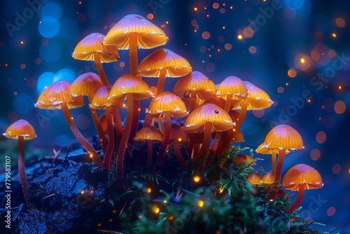 Underbrush fungi that emit a soft, pulsating glow, marking safe paths through the dense forest at ni