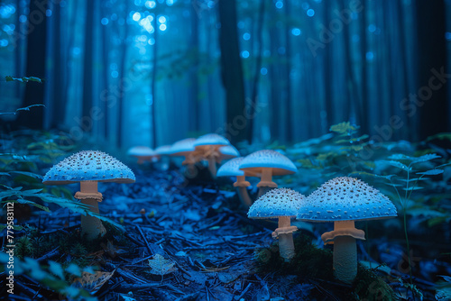 Underbrush fungi that emit a soft, pulsating glow, marking safe paths through the dense forest at ni