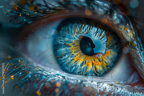 An abstract eye, its iris filled with swirling, dream-like patterns, representing vision beyond sigh photo