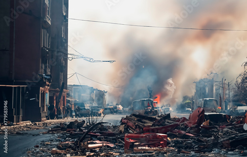 Kriegsschäden Straße Zerstörung photo