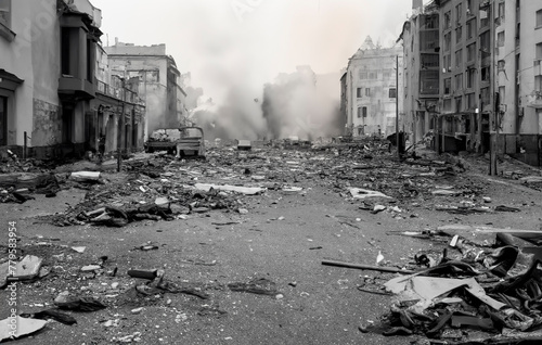 Kriegsschäden Straße Zerstörung photo