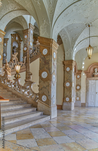 Salzburg, Austria -  October 6, 2022: The sculptures of the grand staircase o...