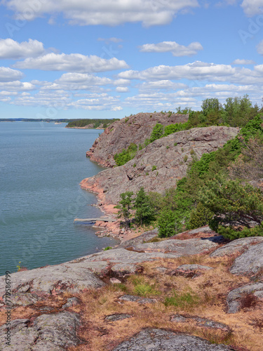 Nature of Northern Europe: view from Kuparivuori hill in Naantali in Finland, summer, landscape. photo