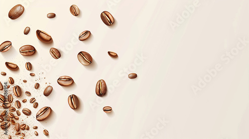 Background with flying coffee beans in brown tones  © nanihta