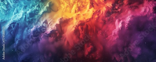 Abstract background depicting a vibrant explosion of cosmic colors and nebula textures photo