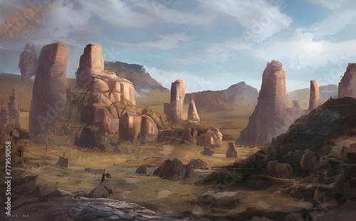 Illustration of a natural landscape with hills