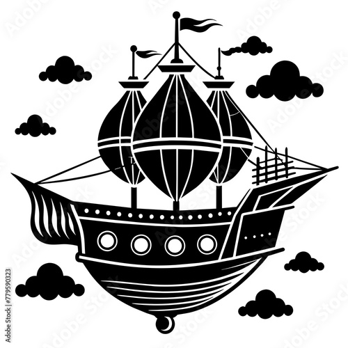 ship on the sea, black ship silhouette vector illustration,icon,svg,sailing ship characters,Holiday t shirt,Hand drawn trendy Vector illustration,Smal ship on a white background