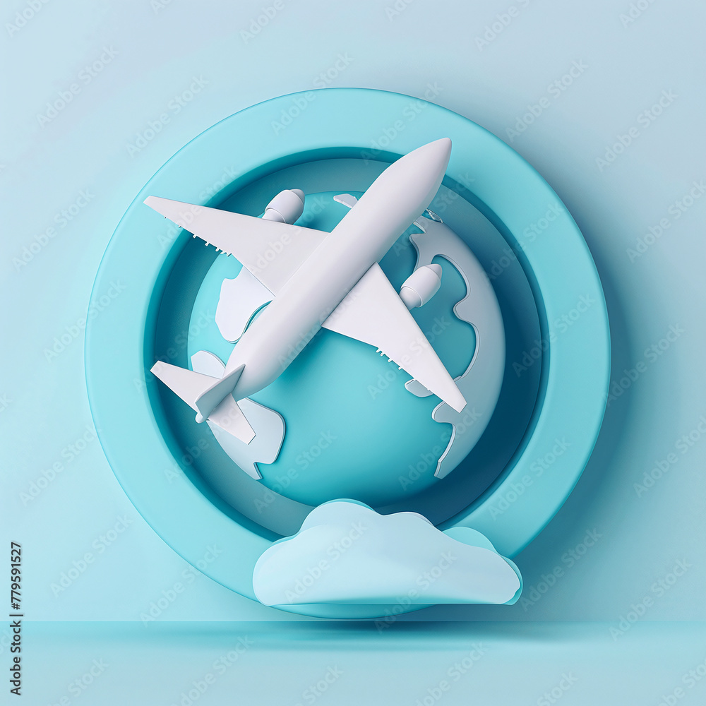 AI-generated illustration of an airplane flying above the globe. Tourist agency logo AI-generated illustration of an airplane flying above the globe. Tourist agency logo