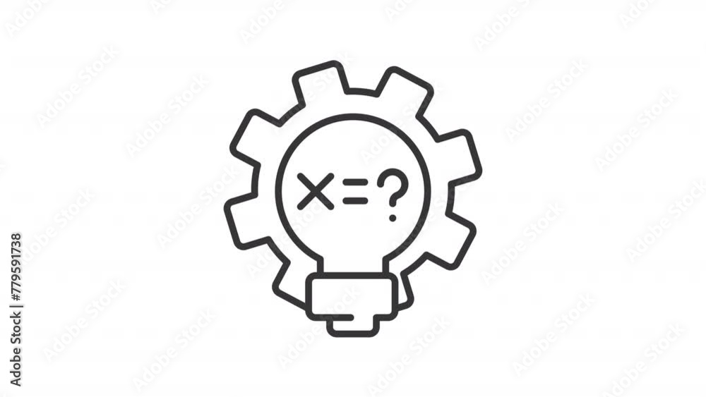 Animated math equation icon. Mathematical formula line animation. Rotating gear. Increasing question mark. Black illustration on white background. HD video with alpha channel. Motion graphic Animated math equation icon. Mathematical formula line animation. Rotating gear. Increasing question mark. Black illustration on white background. HD video with alpha channel. Motion graphic