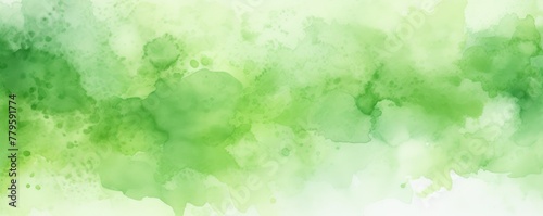 Green watercolor light background natural paper texture abstract watercolur Green pattern splashes aquarelle painting white copy space for banner design, greeting card