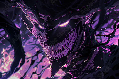 Purple anime style demon illustration