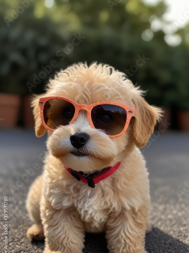 cute dog maltipoo with sunglasses © Angelina