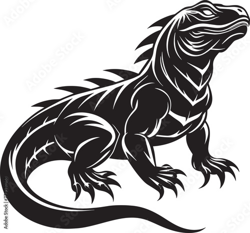 Iguana.Vector illustration. Isolated on white background.