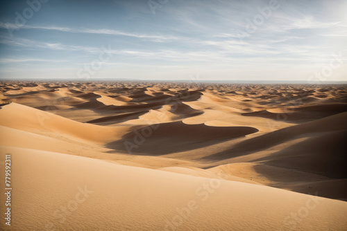 Endless sand dunes in desert landscape