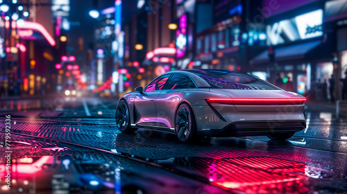 Luxurious City Nightlife and Sports Car Elegance - AI generated digital art