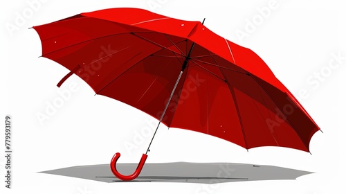 A classic elegant opened red umbrella is illustrated in vector format, isolated on a white background, embodying sophistication and protection photo