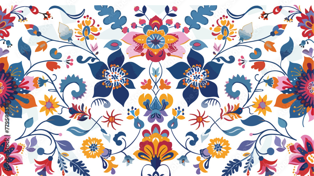 Floral pattern. Flourish oriental ethnic background.
