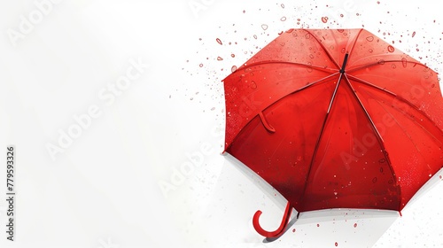 A classic elegant opened red umbrella is illustrated in vector format, isolated on a white background, embodying sophistication and protection photo