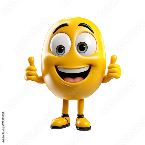 3D Emoji with happy face on transparent background. Delight, love, surprise, admiration, joy and laughter.
