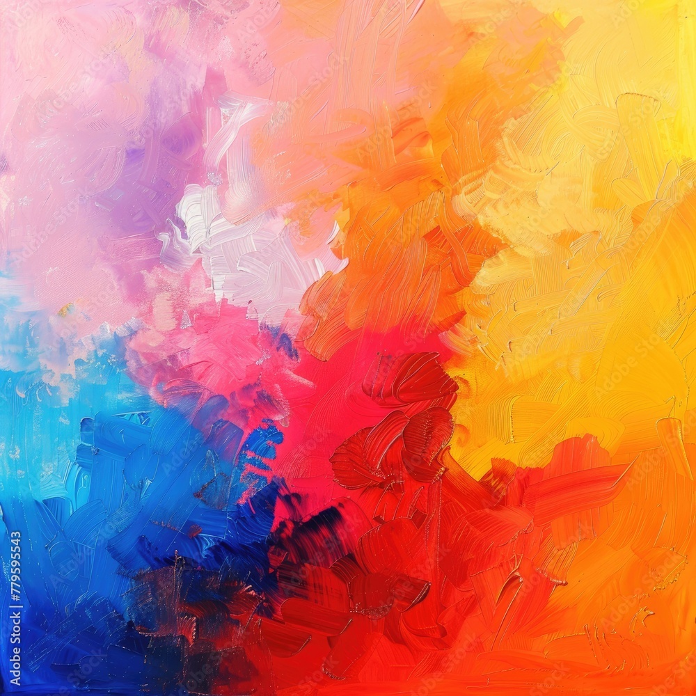 An abstract art gradient blending multiple bright colors for a creative explosion