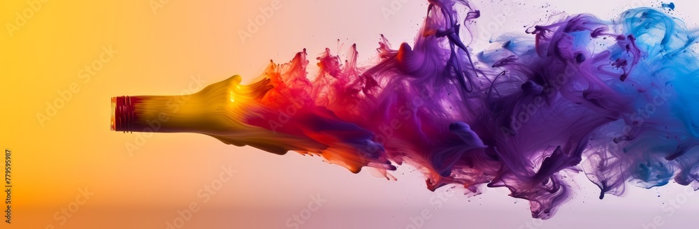 Aerial View of a Colorful Ink Splash with an Abstract Art Style