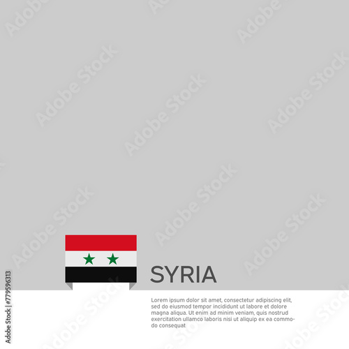 Syria flag background. State patriotic syrian banner, cover. Document template with syria flag on white background. National poster. Business booklet. Vector illustration, simple design