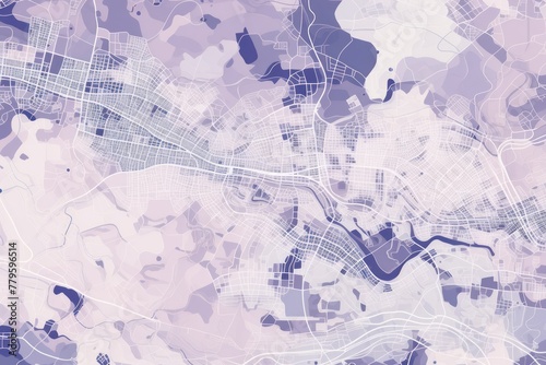 Lavender and white pattern with a Lavender background map lines sigths and pattern with topography sights in a city backdrop