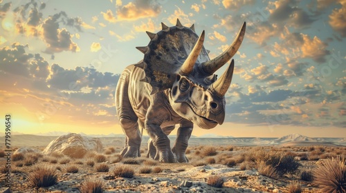 Triceratops in ancient forest landscape © Evon J