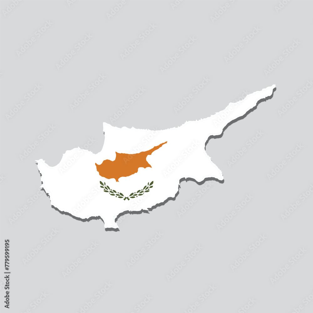 Illustration of the flag of Cyprus on a Cyprus map