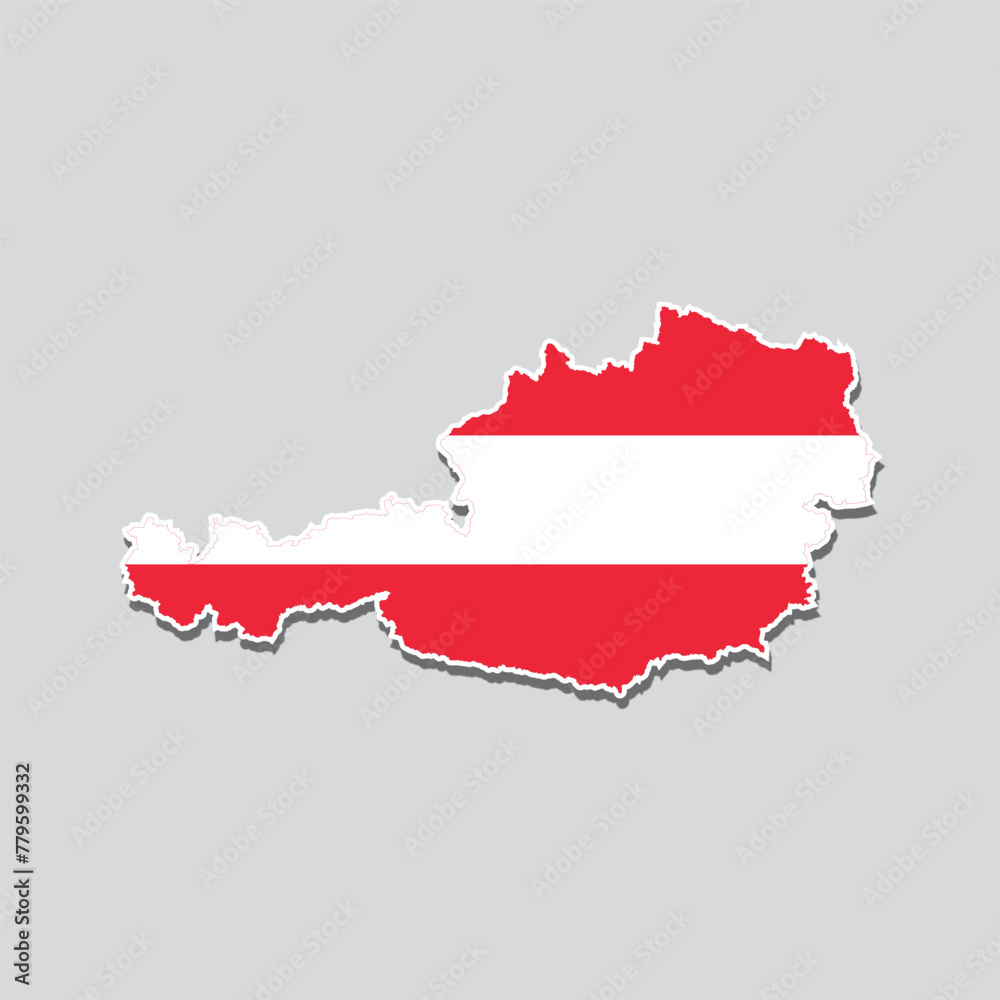 Map of Austria with its flag colors isolated on gray background Map of Austria with its flag colors isolated on gray background
