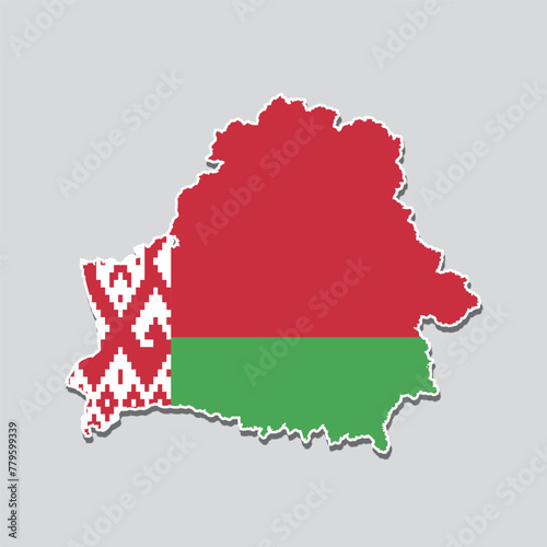 Map of Belarus with its flag colors isolated on gray background