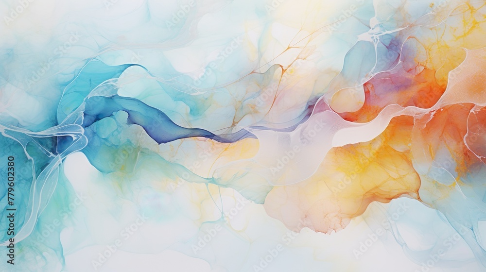 abstract colored watercolor background in pastel yellow-blue tones, alcohol ink texture