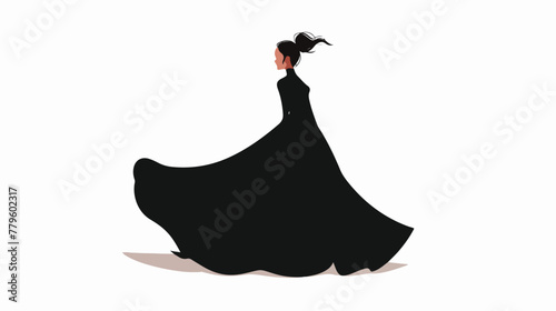 Girl in a black dress. Wednesday. Vector Flat vector