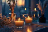 Candles and reed diffusers for an aromatherapy session