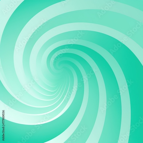 Mint Green background, smooth white lines, radians swirl round circle pattern backdrop with copy space for design photo or text