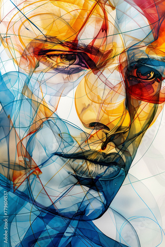 abstract face incolor - illustration - generative ai