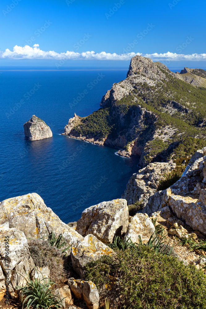 Cap de Formentor (Formentor cape) is located in the Pollença municipality on the northernmost tip of the island of Majorca, Balearic Islands	