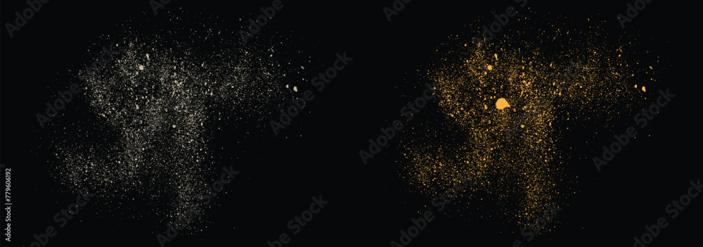 Fototapeta premium Isolated gold glitter illustration design element. Vector shine texture gold glitter confetti background