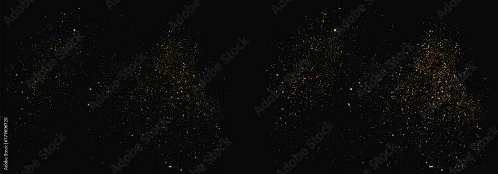 Gold glitter glowing confetti golden particle template for celebration and festive design