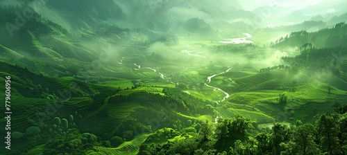 Abstract green landscape wallpaper photo