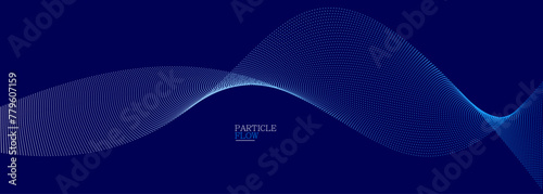Dark blue airy particles flow vector design, abstract background with wave of flowing dots array, digital futuristic illustration, nano technology theme.