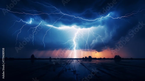  Lightning strikes the sky It represents the mysterious power of nature.  photo