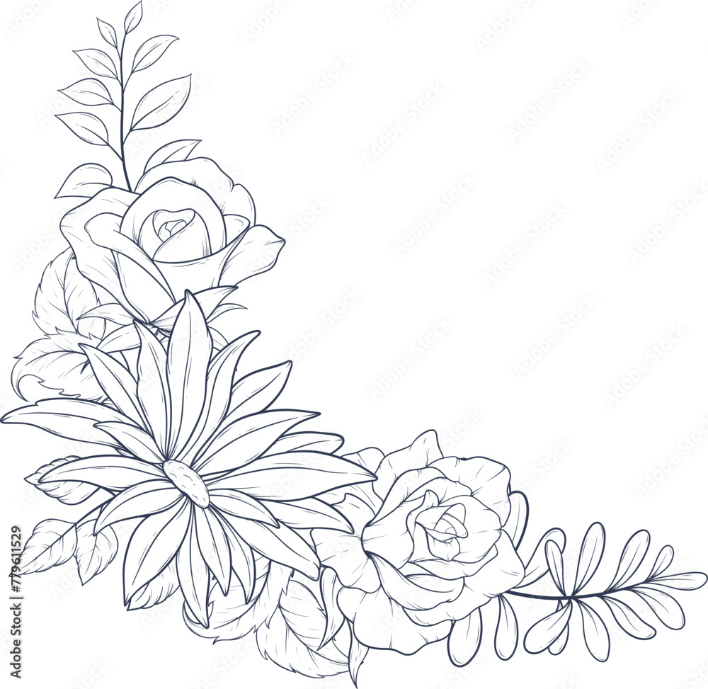 flowery design with a curved border flowery design with a curved border