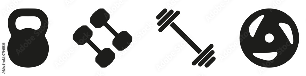 Gym equipment icons.Gym vector elements.