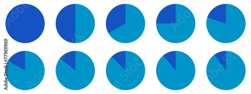 Circles divided diagram 3, 10, 7, graph icon pie shape section chart. Segment circle round vector 6, 9 devide infographic. photo