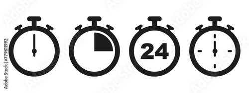 Timers icon set on transparent background. Stopwatch symbol. countdown Timer vector illustration